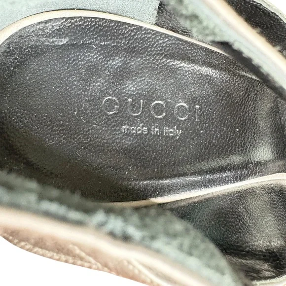 Gucci w/ Tom Ford Silver & Blk Satin Open Toe Formal Bow Detail High Heels 9 - Picture 9 of 14